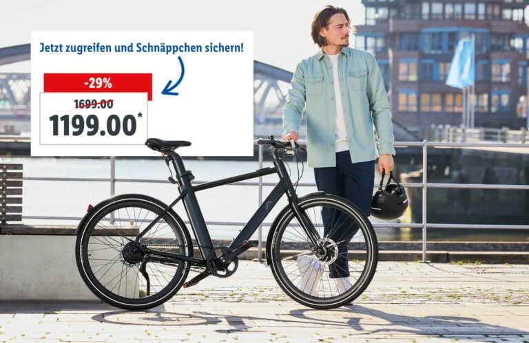 Eben erst vorgestellt, nun schon reduziert: das Crivit Urban E-Bike von Lidl gibt's aktuell für 1.199 Euro!